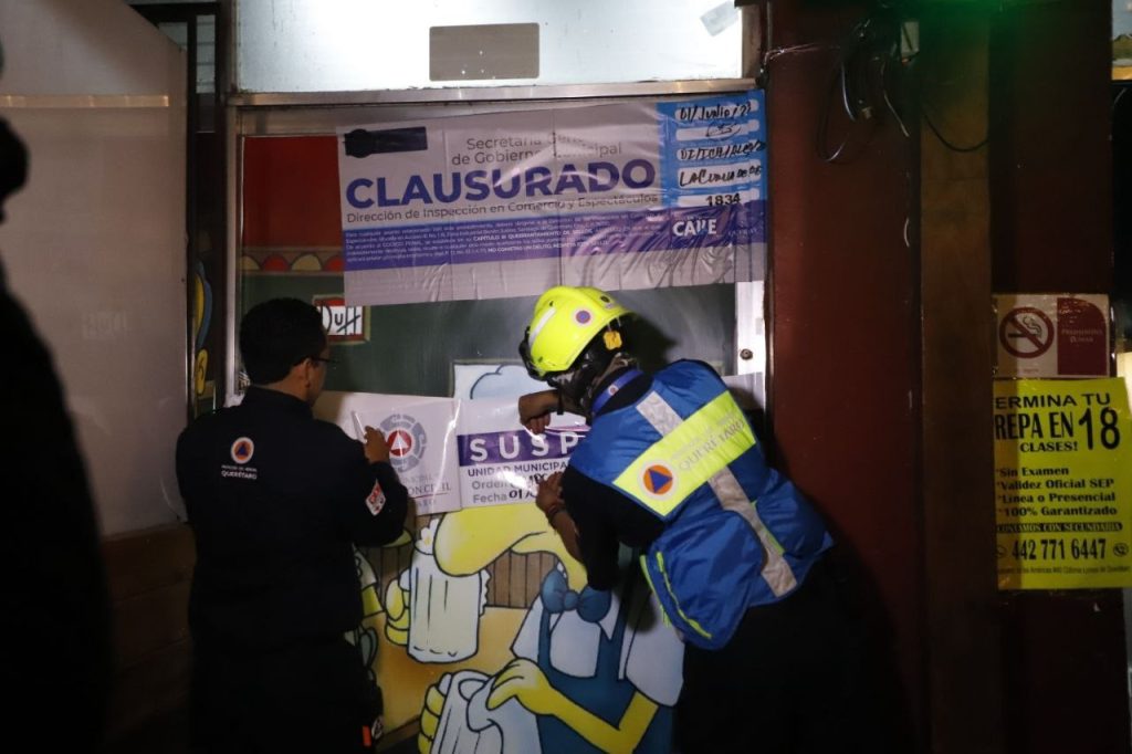 Tres establecimientos nocturnos son clausurados en Querétaro