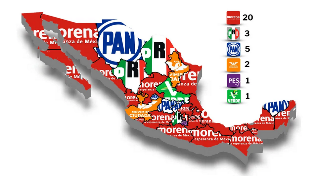 Mapa electoral de México tras elecciones del 4 de junio