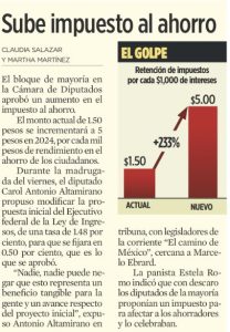 Suben impuesto al ahorro