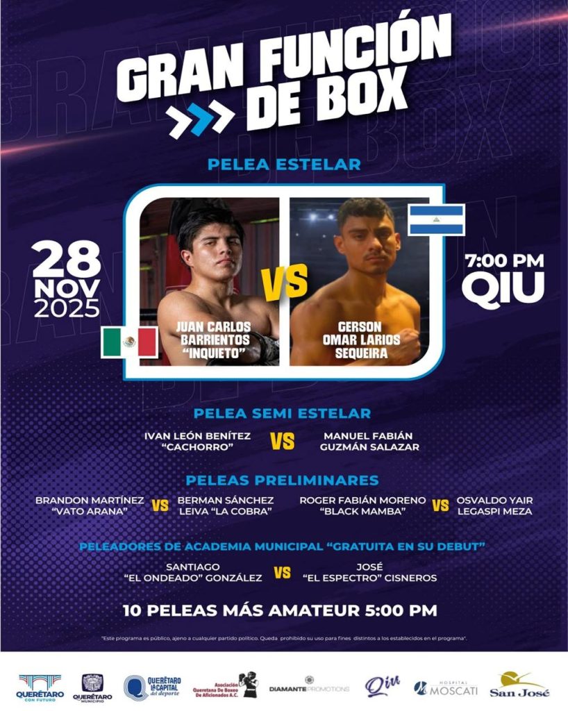 Querétaro vibra con el boxeo profesional: el QIU se convierte en ring de emociones