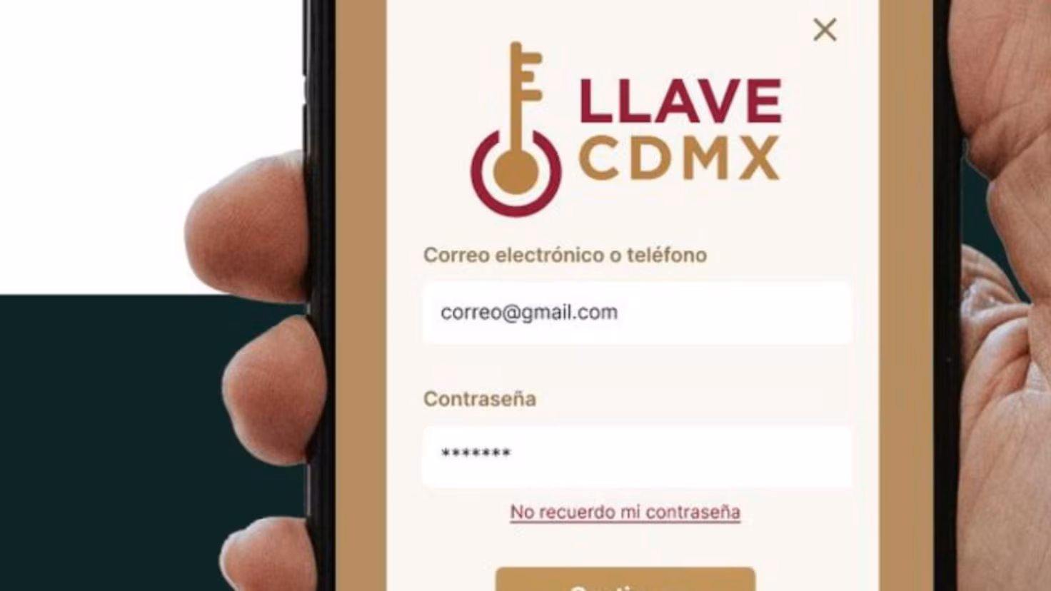 Interfaz de inicio de sesión de cuenta Llave CDMX para trámites vehiculares.