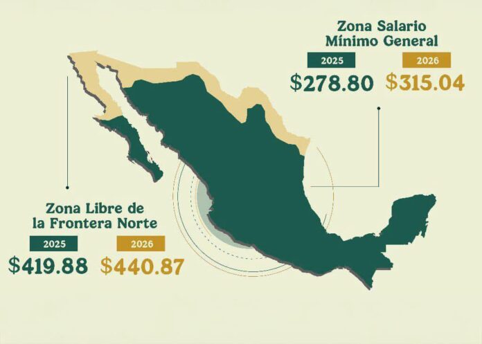 Aumento al salario mínimo 2026- tabla oficial y pago en la Zona Fronteriza Norte