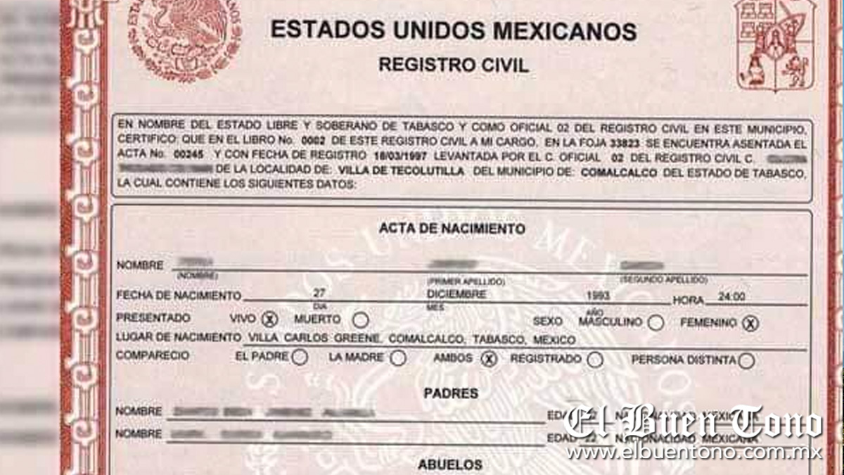 Trámite de cambio de género en el acta de nacimiento