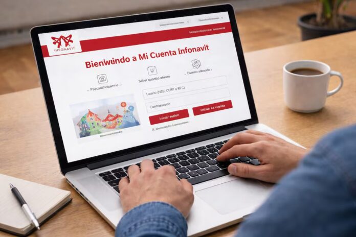 Puntos Infonavit persona mirando el teléfono con logo Infonavit