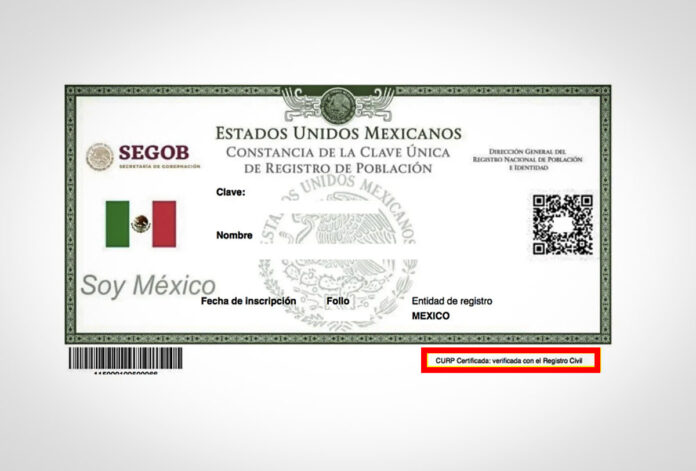 CURP certificada