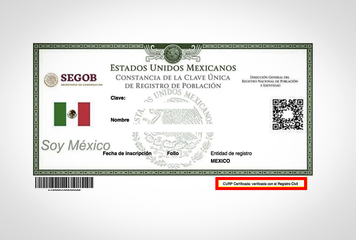 CURP certificada