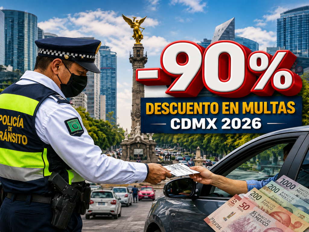 Multas de tránsito CDMX 2026 permiten hasta 90% de descuento