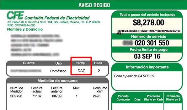 Tarifas DAC CFE 2026 cómo evitarlas y consumo permitido