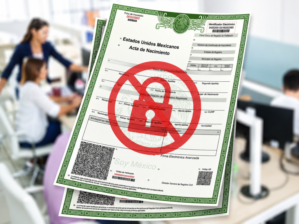 Acta de nacimiento con errores puede bloquear tus trámites