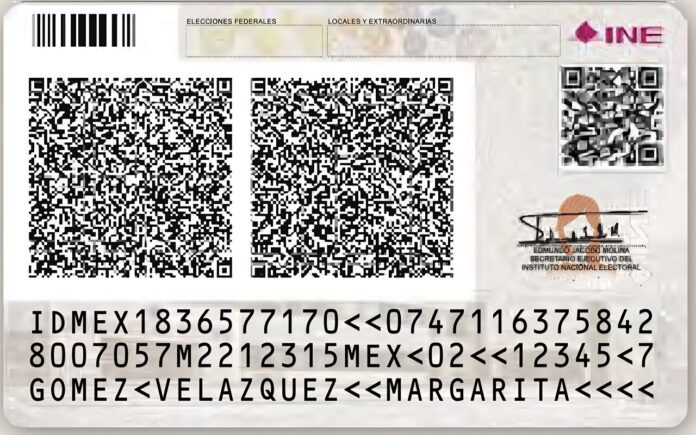 Reverso de la credencial para votar del INE, base de la versión INE digital 2026
