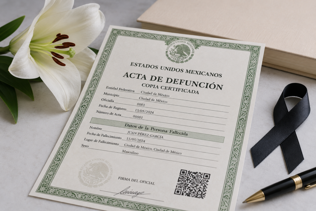 Acta de defunción es necesaria para estos trámites tras un fallecimiento