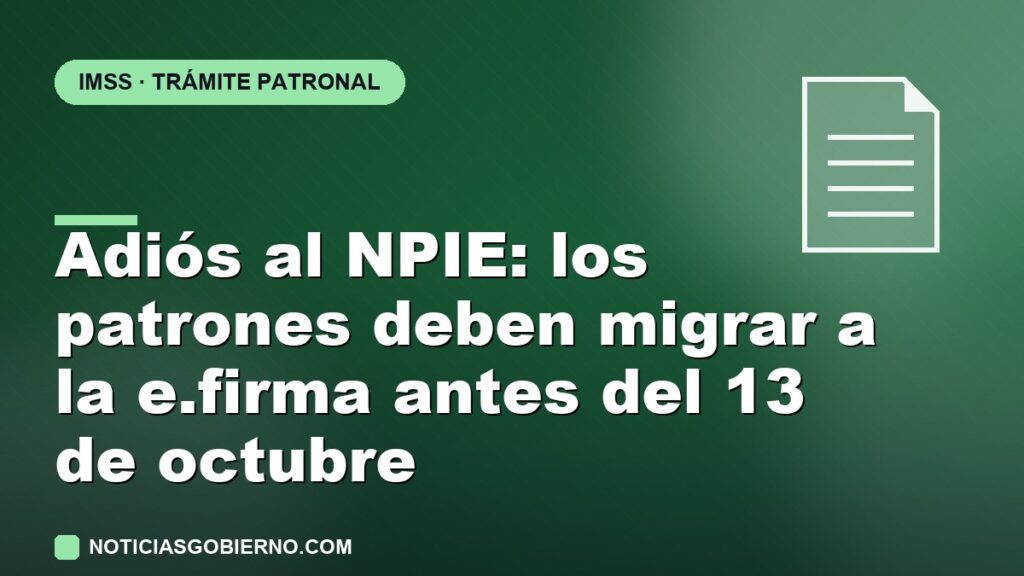 Adiós al NPIE: los patrones tienen hasta el 13 de octubre de 2026 para migrar a la e.firma del SAT ante el IMSS