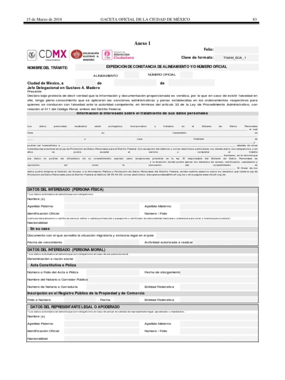 Constancia de alineamiento y número oficial en CDMX