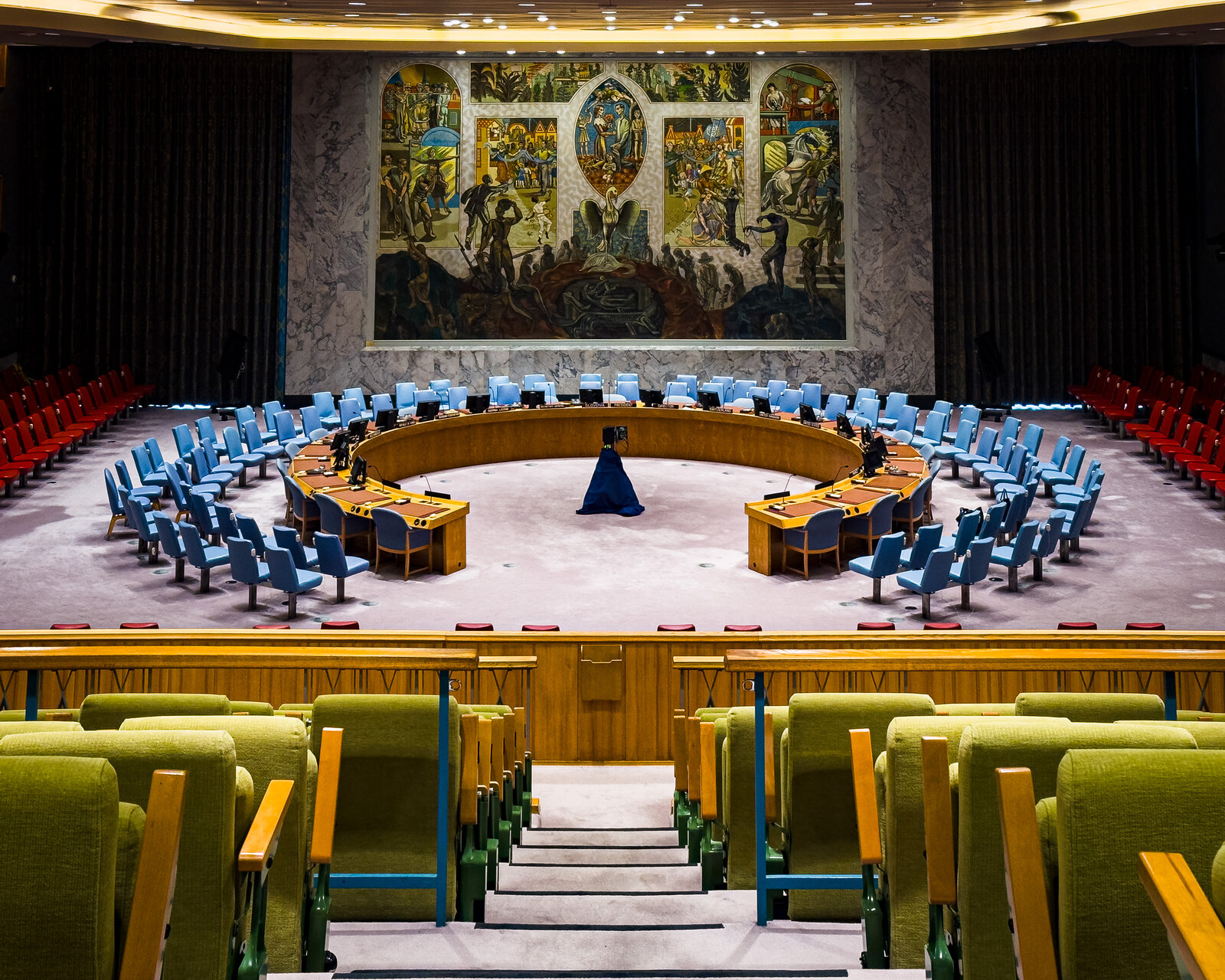 Sala del Consejo de Seguridad de la ONU en Nueva York, donde se negocia la iniciativa franco-mexicana sobre el veto