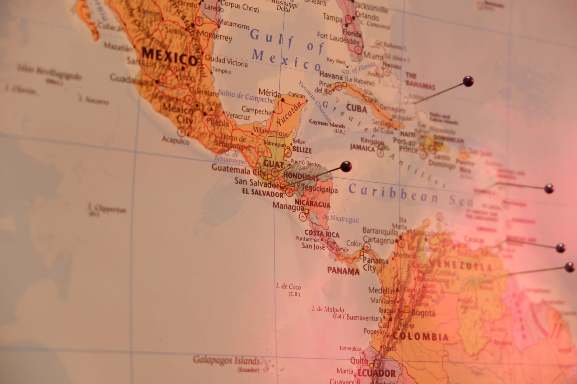 Mapa de Centroamérica con México marcado, ilustración de la seguridad fronteriza entre México y Guatemala